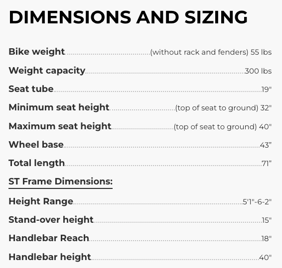 500 Series Dimensions Chart