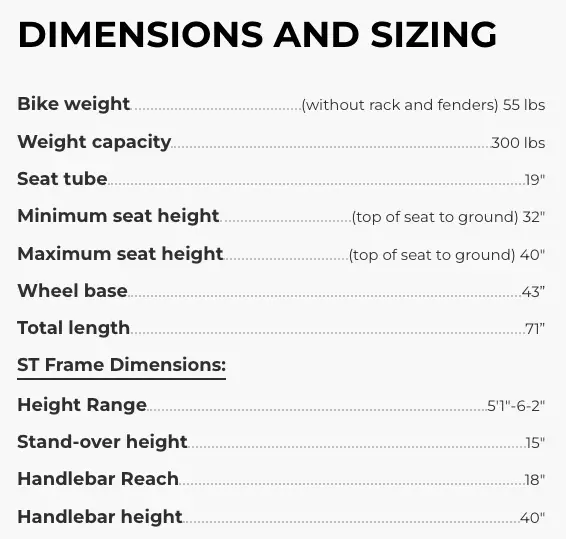 500 Series Dimensions Chart