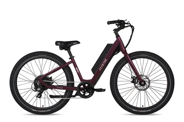 Purple e-bike perfectly sized for a woman as small as 4'11"