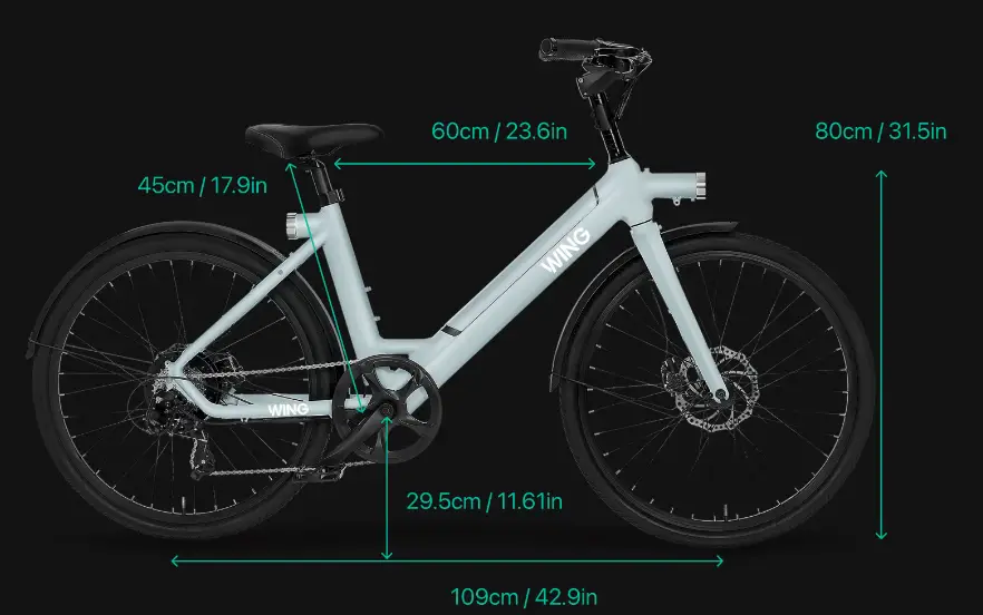 Chart to help determine if this e-bike will fit you.