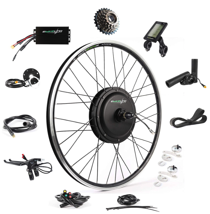 Parts that come with the Bikling conversion kit for e-bikes