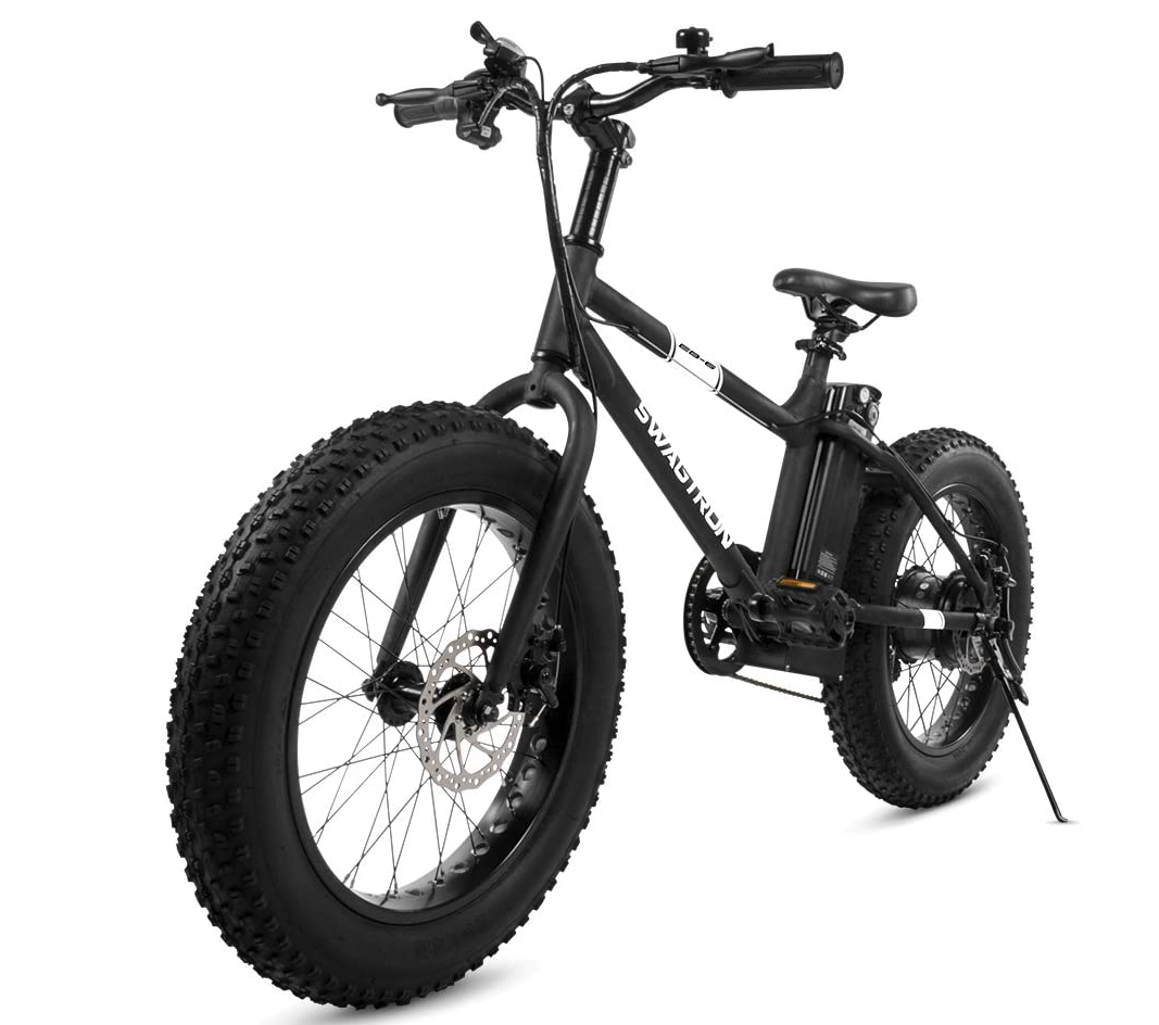 All black Swagtron EB-6 Bandit E-Bike for kids