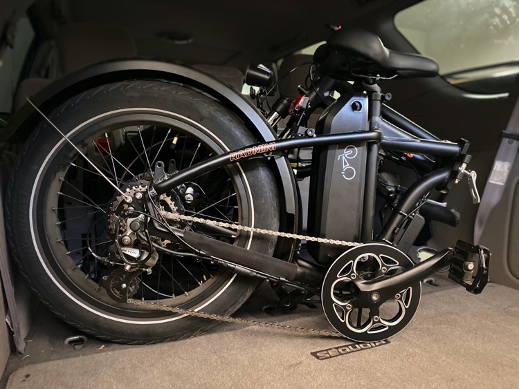Foldable E-Bike in Back of Car
