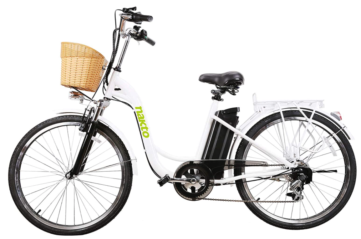 White NAKTO 26" Adult Electric Bicycle City