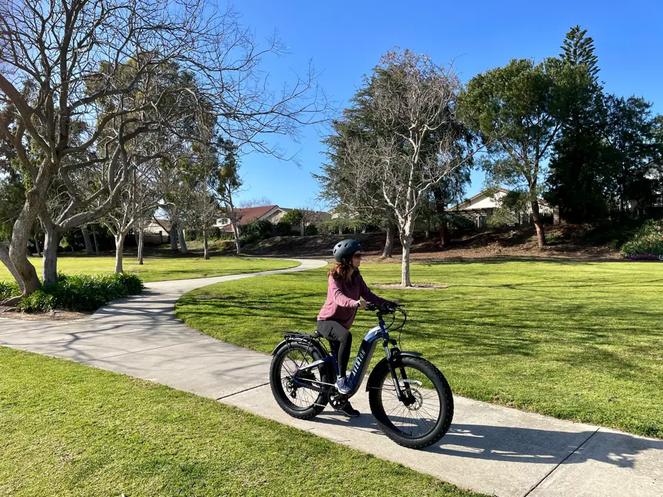 Woman Riding the Aventon Aventure 2