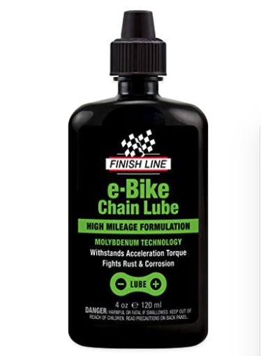 Black bottle of Finish Line E-Bike Chain Lube