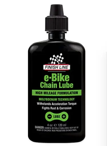 Black bottle of Finish Line E-Bike Chain Lube