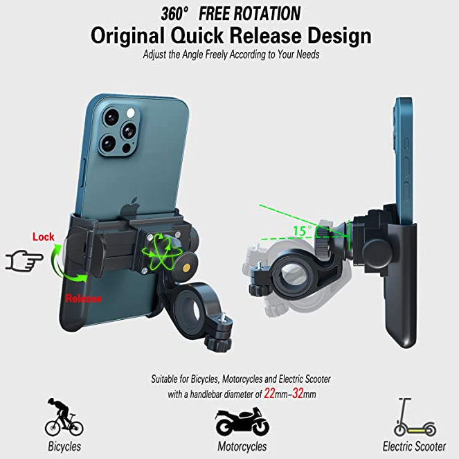 visnfa Upgraded Bike Phone Mount Anti Shake and Stable 360° Rotation Accessory
