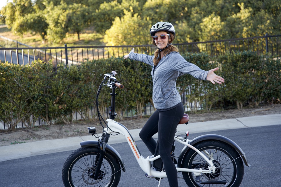 Woman on electric bike having fun!