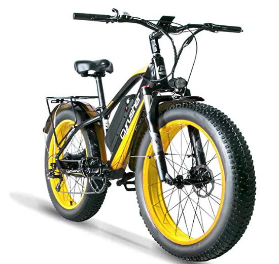 Cyrusher XF650 1000W Electric Bike with yellow tire rims