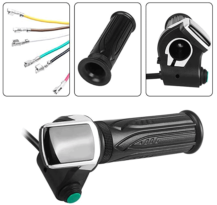 Black handlebar twist throttle with controller components for electric bike