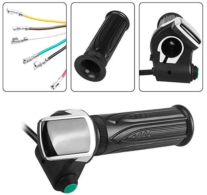 Black handlebar twist throttle with controller components for electric bike