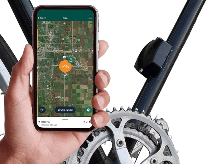 Galeo's Small GPS with alarm can fit on an electric bike and be tracked with a cell phone