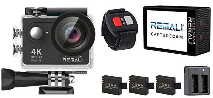 REMALI CaptureCam 4K Ultra HD and 12MP Waterproof Sports Action Camera