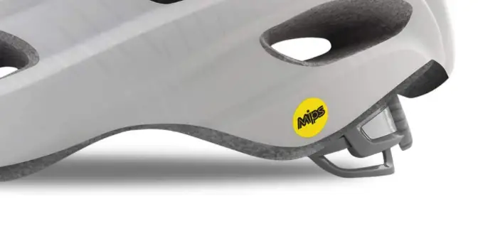 Shows the Yellow MIPS Logo on Bike Helmet