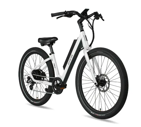 White Aventon Pace 500 Step-Thru E-Bike