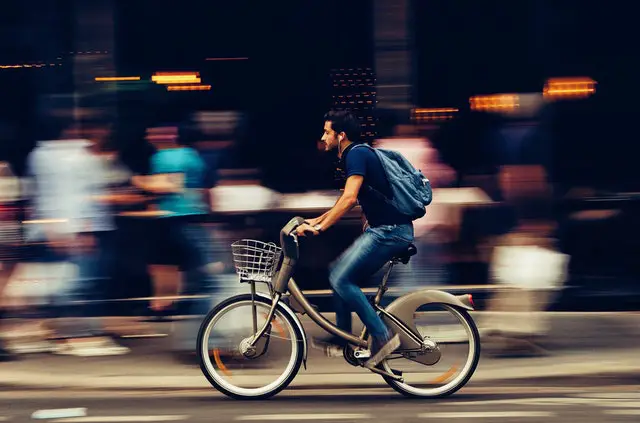 Man riding fast on electric bike