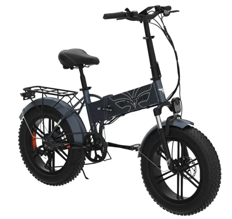 Black ENGWE 750W Folding Electric Bike Fat Tire Mountain