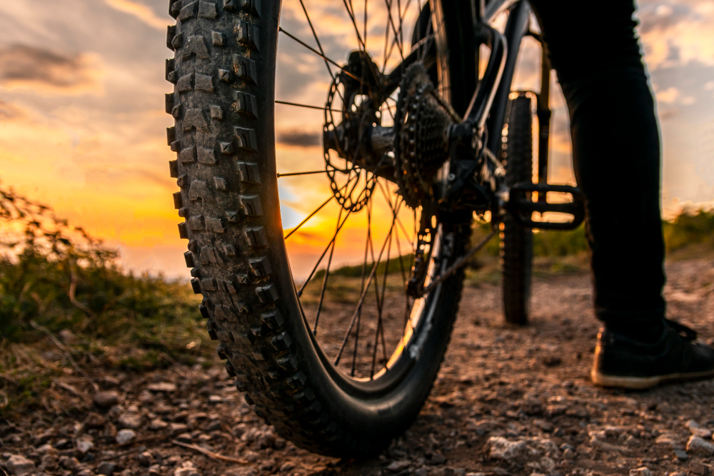 ycle-wheels-close-up-image-sunset