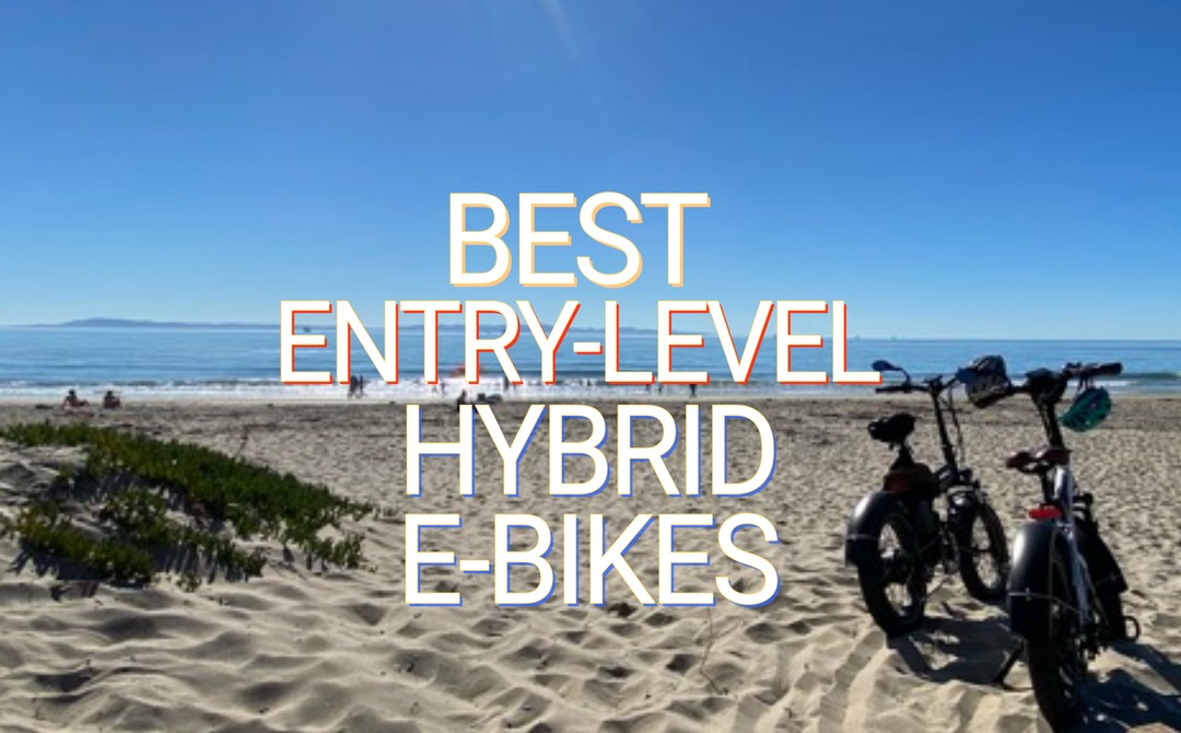Hybrid Electric bikes on the sandy beach.