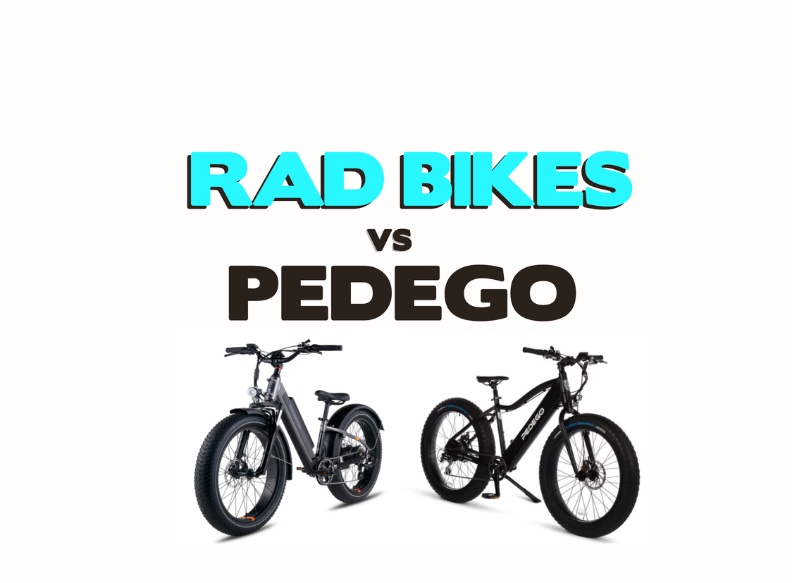 Rad Bike and Pedego e-bike shown side-by-side