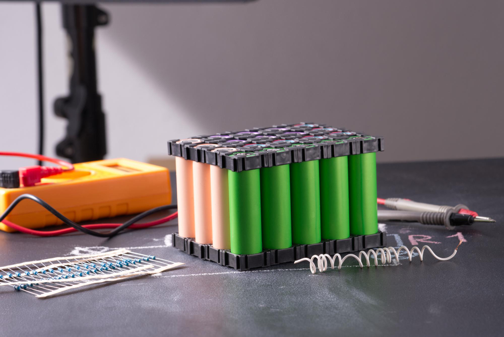 lithium battery pack showing different colors of cells