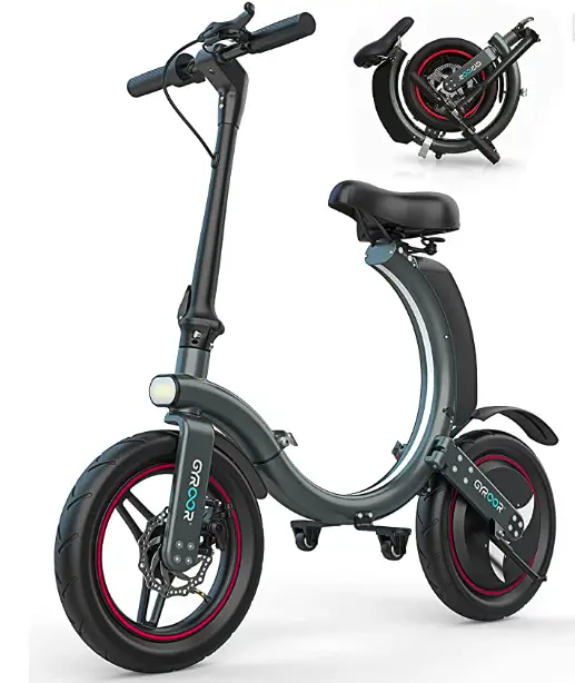 black pedal less folding electric bike