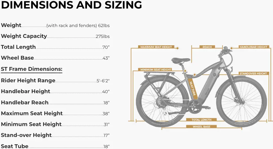 Dimensions and Size measurements for the 700 Series Step-Through