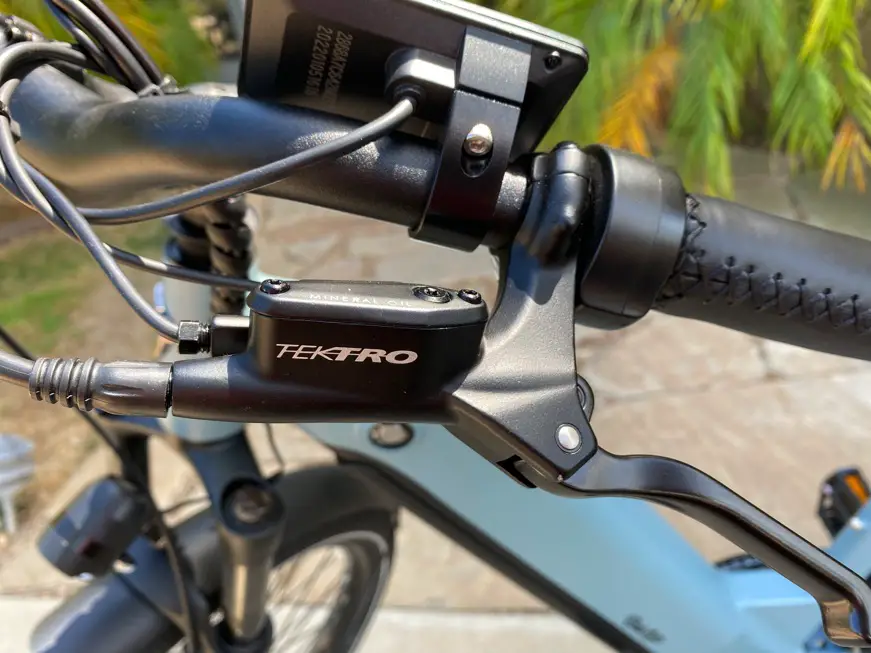 Close up of Tektro Hydraulic Brakes