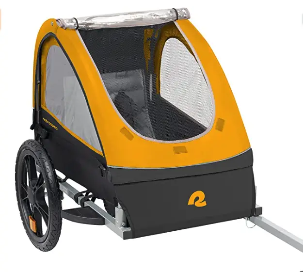 Yellow and gray bike trailer