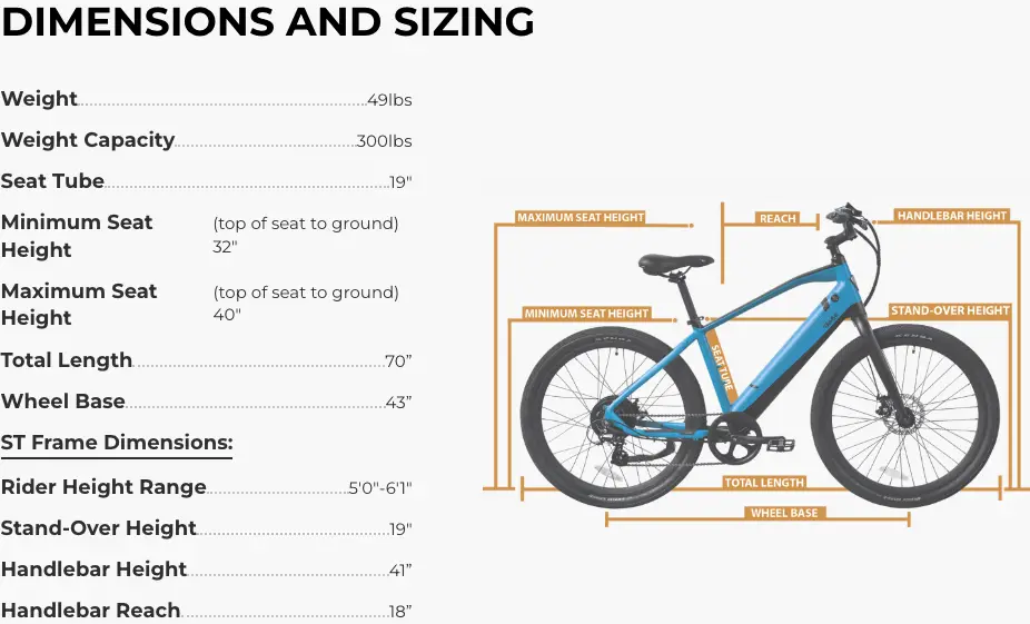 Core-5 Size Chart showing step-over model