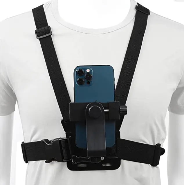 Black chest strap shown on dummy wearing white t-shirt