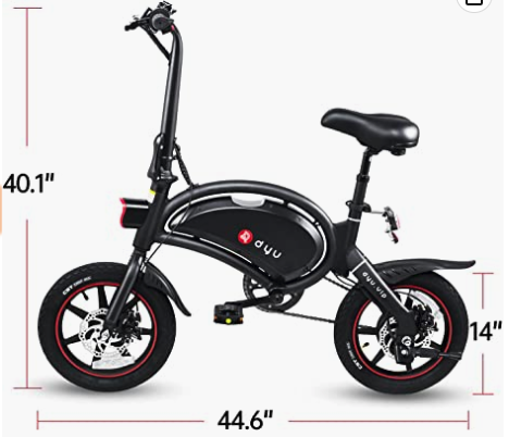 Black DYU D3F 14 in Folding Electric Mini Bike for Adults