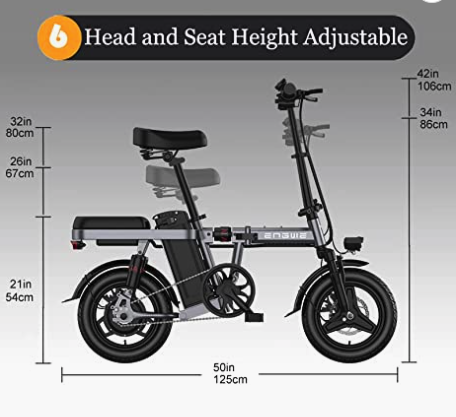 ENGWE Folding Fat Tire E-Bike for Adult with dimensions