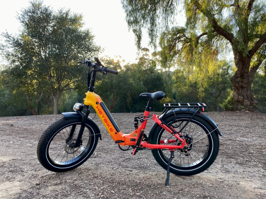 Sunset-colored Heybike Horizon e-bike