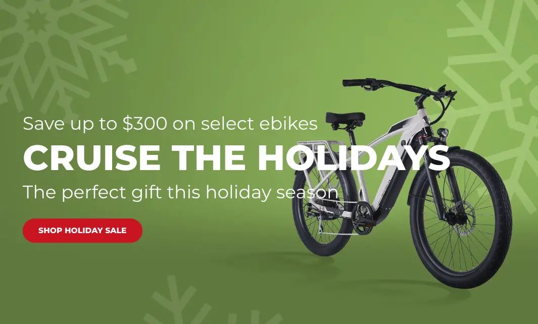 Ride1up ebike on snowflake background