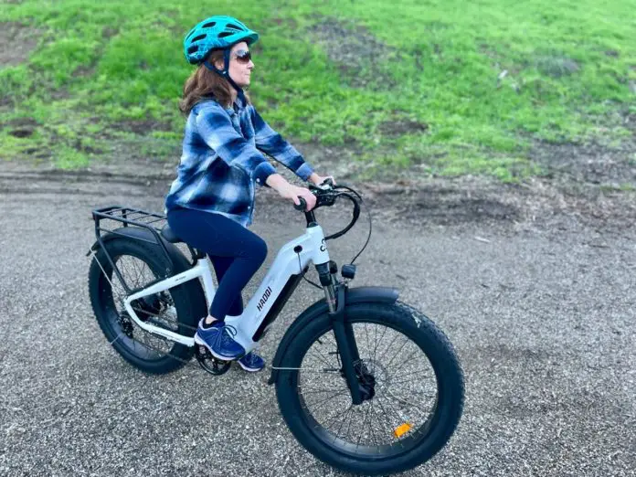 Woman on Haoqi electric fat bike