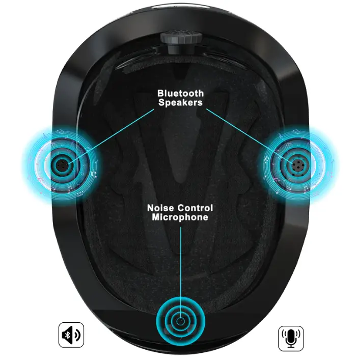 Bluetooth Speakers and microphone in the BASE CAMP Smart Helmet