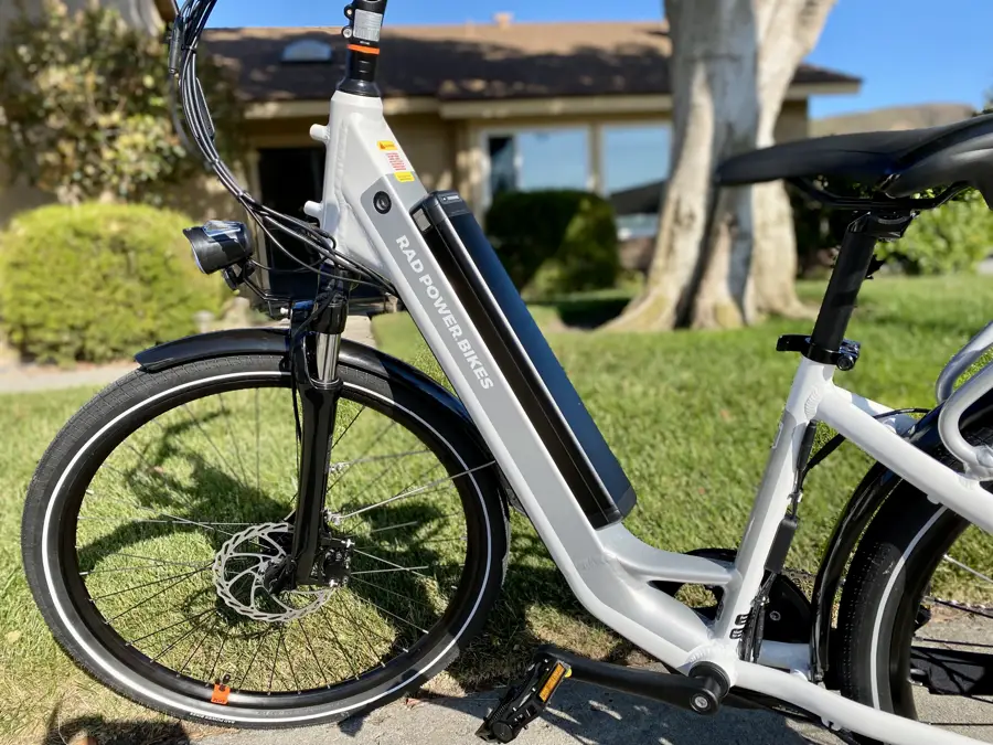 Close-up of White RadCity 5 Plus E-Bike