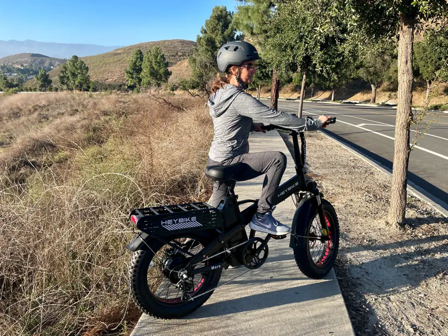 Woman riding Mars 2 Electric Bike